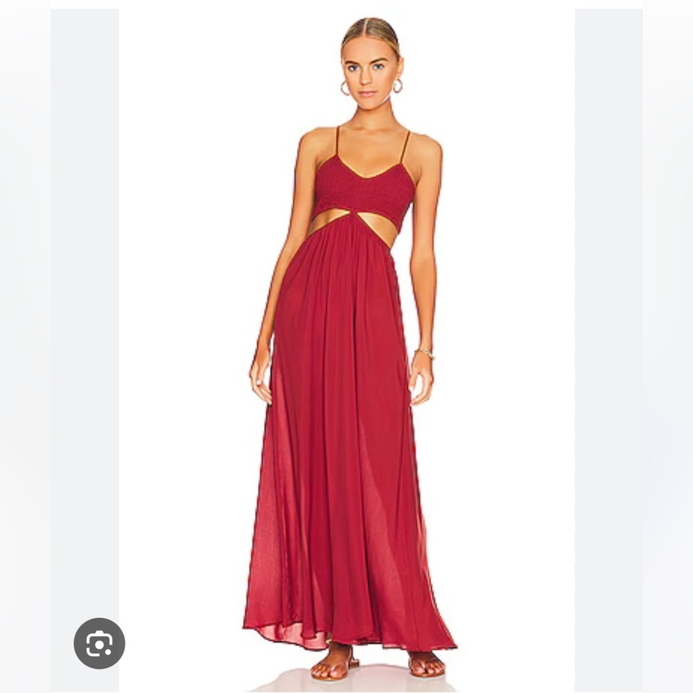 Indah Red Cutout Spaghetti-Strap Maxi Dress